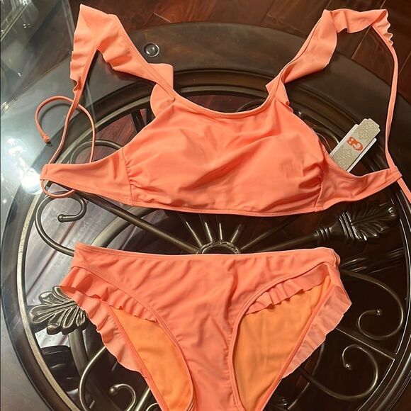 Gianni Bini Other - NWT Gianni Bini Orange Ruffle Bikini Set